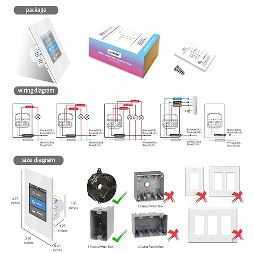 LANBON Smart Light Switch, 1/2/3 Gang, 3 Way