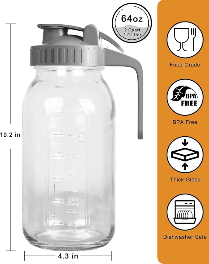 2 Pack - 64oz Glass Pitcher