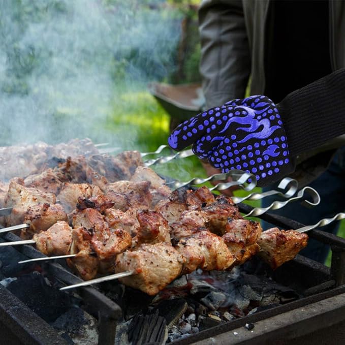 Comsmart BBQ Gloves, 1472F Heat Resistant Silicone Non-Slip Oven Mitts