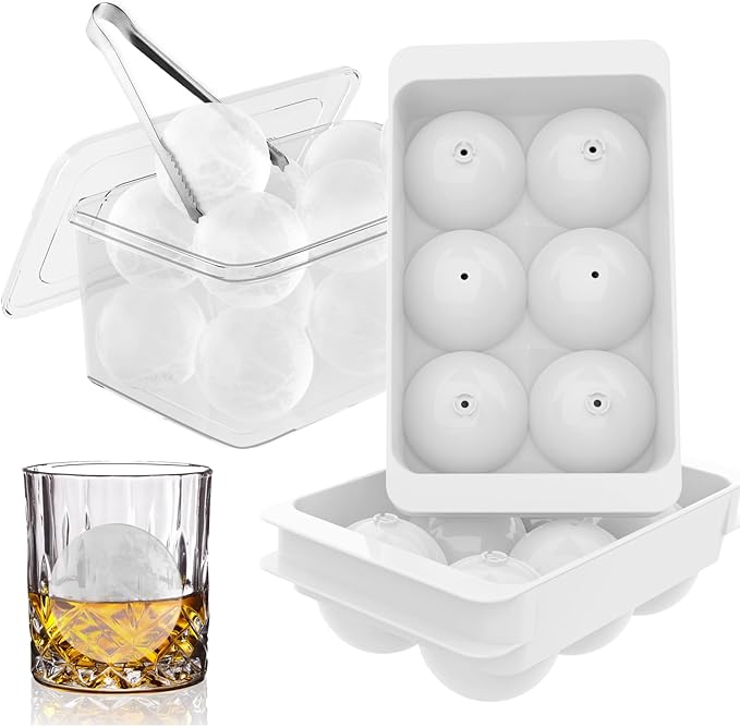 WIBIMEN Large Ice Cube Molds, Big Round Whiskey Ice Cube Trays