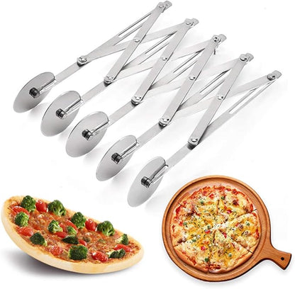 5 Wheel Pastry Cutter, Stainless Pizza Slicer, Expandable Pizza Slicer