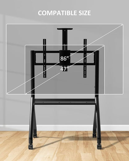 Smart Board Stand for 55-87 Inch Interactive Whiteboards, Adjustable Rolling
