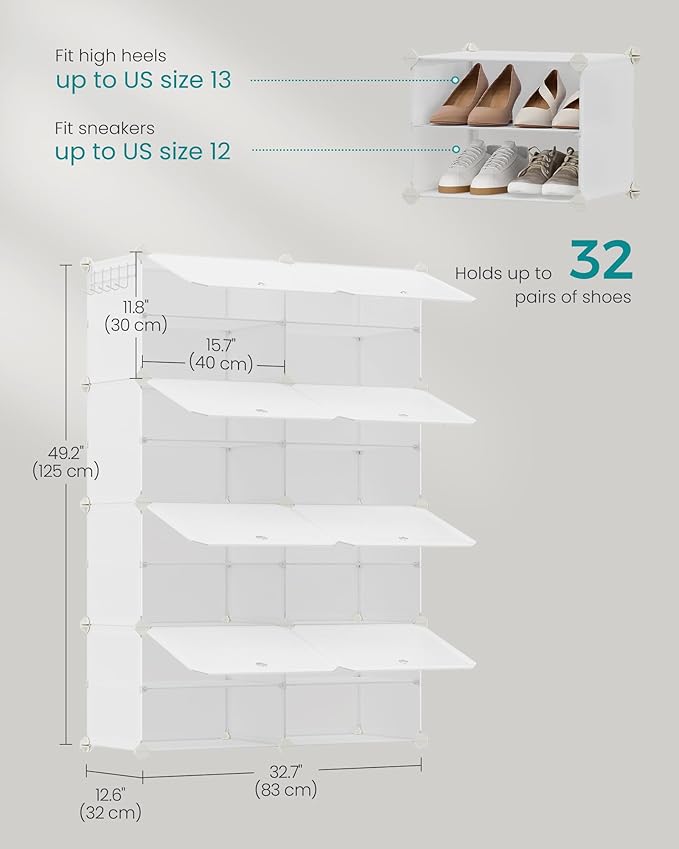 SONGMICS Shoe Rack Organizer, 8-Tier Shoe Storage Cabinet