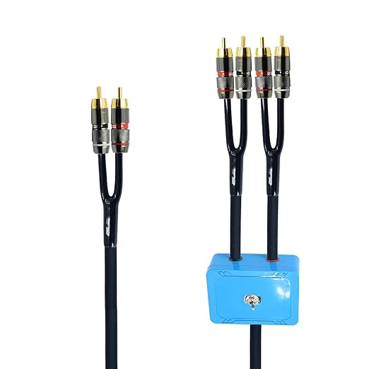 3ft Sound Channel swicher 2 male to 4 Male RCA Switch Selector 2 input 1 Output