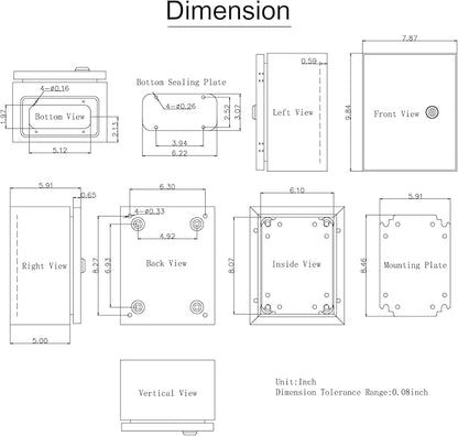 VEVOR NEMA Steel Enclosure, IP66 Waterproof & Dustproof, Outdoor/Indoor
