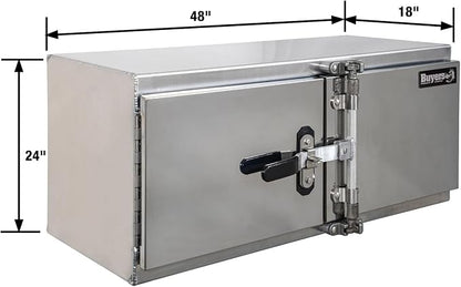 Buyers Products 1762624, 18x24x48 Smooth Aluminum Underbody Truck Tool Box with Double Barn Door, Cam‑Lock Hardware, Rain Gutter Seal, Universal Mount Storage for Flatbed and Trailer Use