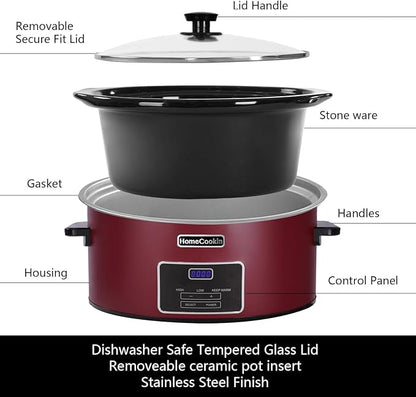 HOMECOOKIN 7 Quart Programmable Slow Cooker, Kitchen Appliances, Perfect