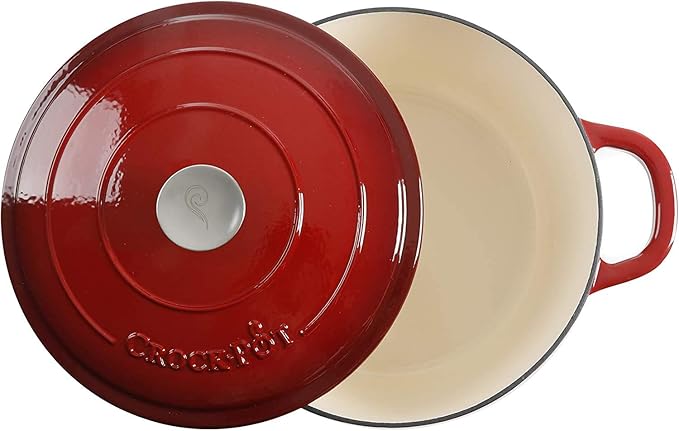 Crock-Pot Artisan 7-Quart Round Enameled Cast Iron Dutch Oven – Scarlet Red