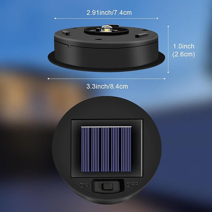2 Pack Solar Lights Replacement Top, (Top Size 3.3inch, Bottom Size 2.91 inch) Solar Lantern Light Lids, Waterproof Solar Replacement Top Parts for Outdoor Hanging Lanterns(Warm White)