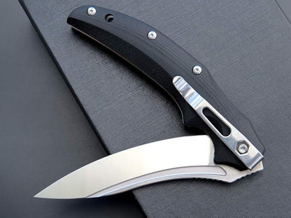 Eafengrow EF951 Folding Knife,D2 Blade and G10 Handle with Liner Lock Ball Bearing Pocket Knife EDC Tool for Outdoor Camping Survival(Black)