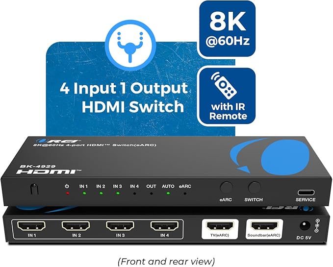 OREI 4-Port eARC 8K Audio Extractor 4x1 Switch