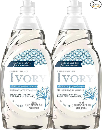 Dish Soap,Classic Scent,24 fl oz 2 Pack | Dishwashing Liquid is gentle on hands yet tough on grease, deep cleans dishes, pots/pans, versatile kitchen use, 2 pack value