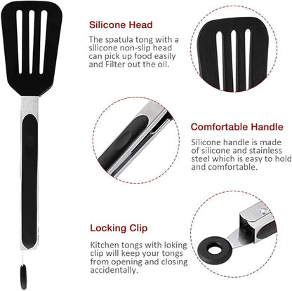 Mini Silicone Serving Tongs Set of 3, Small Kitchen Tongs