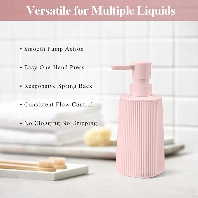 Pink 2 Pack Hand Soap Dispensers Set