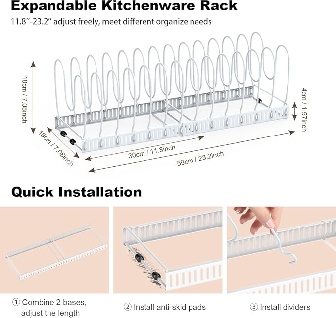 Housolution 2 Pack Pot and Pan Organizer, Pan Lid Holder Storage Rack