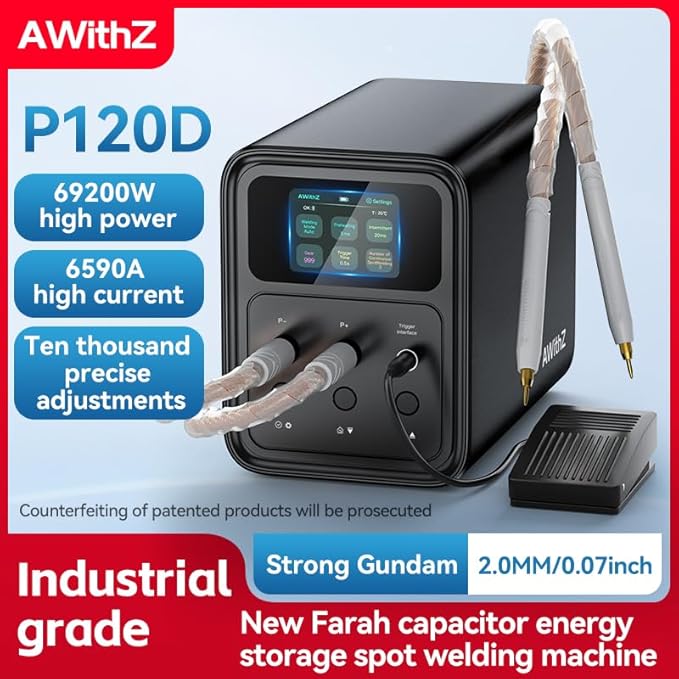 Capacitor Battery Spot Welder, AWithZ 69.2 KW Spot Welder, 2-in-1 Automatic &