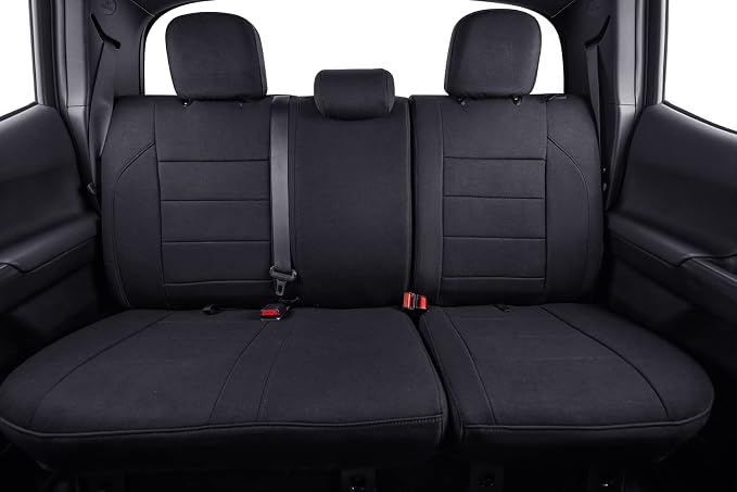 coverdream Tacoma Seat Covers Custom Fit for 2005-2011 Toyota Tacoma Double Cab/Crew Cab (Regular Seats),Fully Covered Breathable Polyester Truck Seat Protector-Full Set(Black)