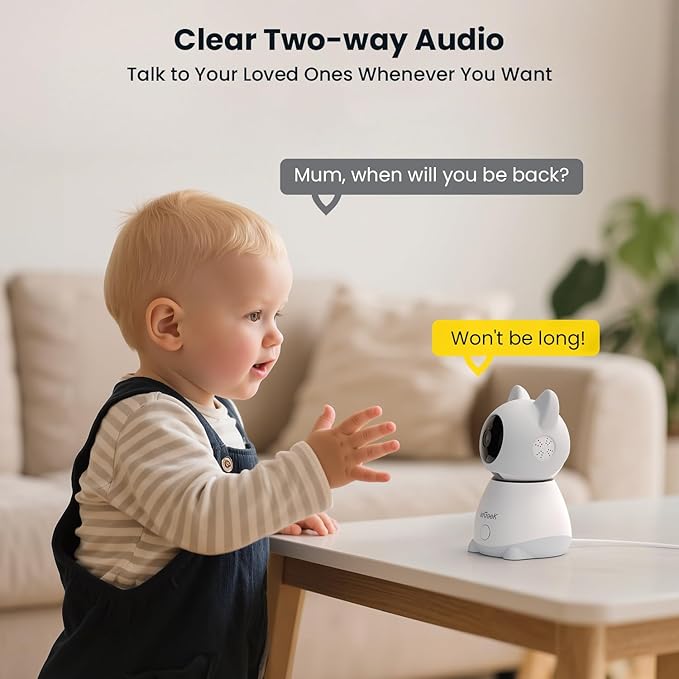 ieGeek Baby Monitor with 2 Cameras, 2-Way Audio, Cry Detection, Temperature