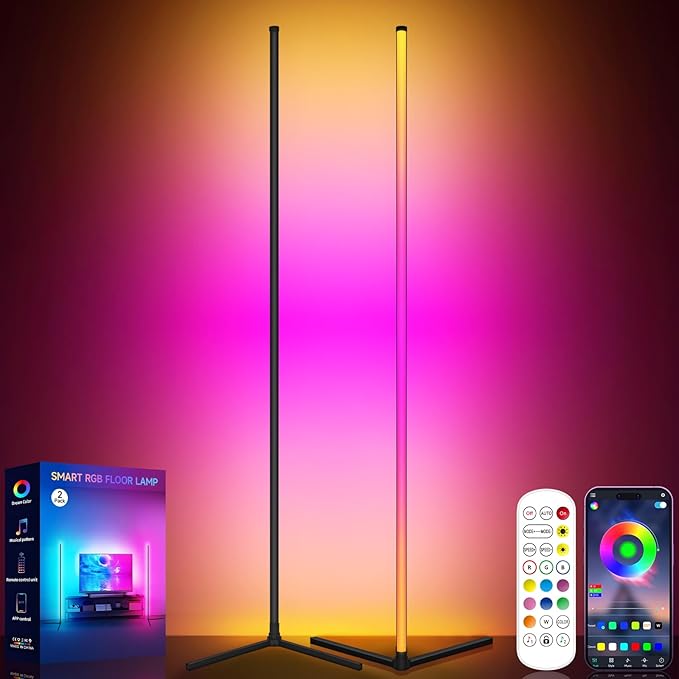 Tyute Corner Floor Lamp 2 Pack, LED Lamps