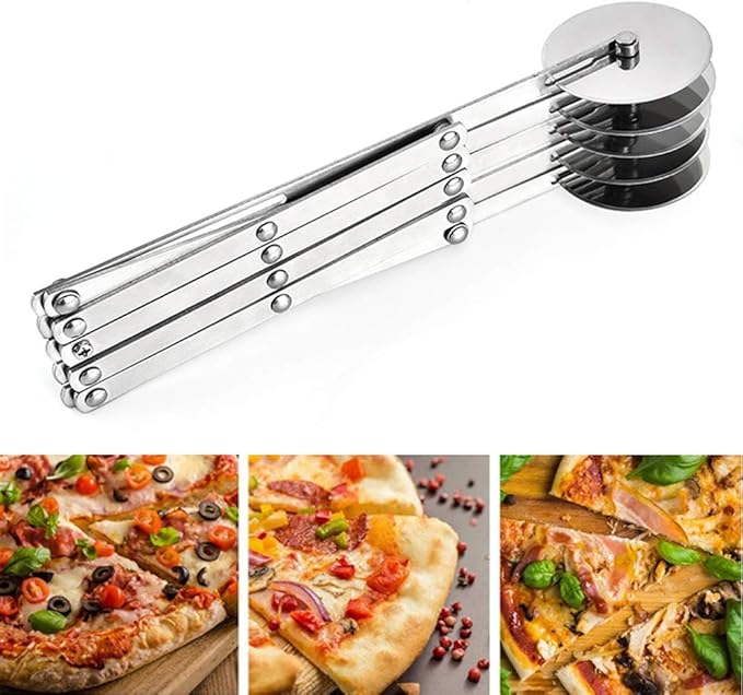 5 Wheel Pastry Cutter, Stainless Pizza Slicer, Expandable Pizza Slicer