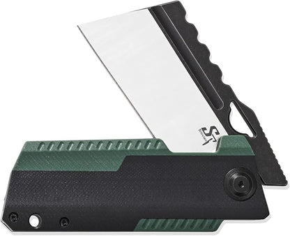Sitivien ST155 Folding Knife,Sandvik 14C28N Steel Blade,G10 Handle EDC Tool Knife Pocket Knife for Fishing,Camping,Hiking(Black+Green) …