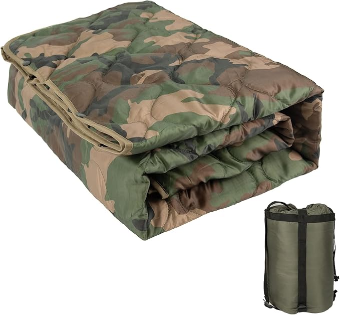 Poncho Liner Military Insulation Blanket Camo with Compression Carry Bag for Outdoors Hiking Jungle Hunting Gear