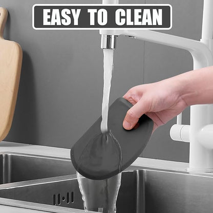 Silicone Dough Scraper with Stainless Steel Sheet, Curved Edge Flexible Bowl