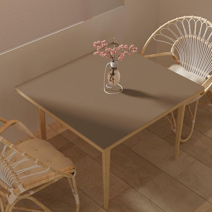 Desk Cover Protector - Used for Square Table Waterproof and Easy to Clean Good Flatness Easy to Used for Dining Table(Mud Color+Champagne Gold 44x44)