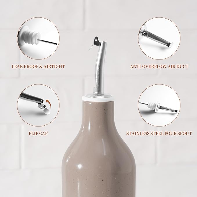 famiware Milkyway 16oz Ceramic Olive Oil Dispenser Bottle, Olive Oil and