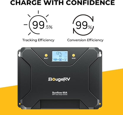 BougeRV Sunflow MPPT Solar Charge Controller 60A, w/Low-Temp Cut-Off, APP