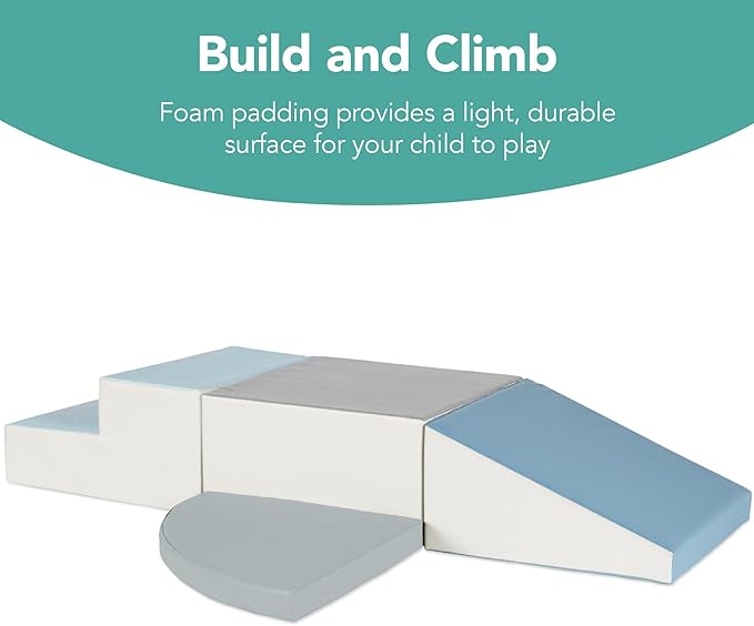 Best Choice Products 4-Piece Kids Climb & Crawl Soft Foam Block Activity Play Structures for Child Development, Color Coordination, Motor Skills - Blue