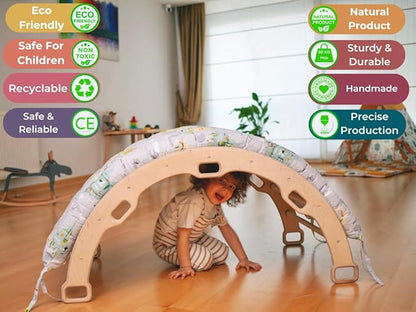 Climbing Arch | Montessori Rocker Arch | Arch with Cosy Pillow | Wooden Climbing Arch with Cushion | Wooden Climbing Arch and Rocker | Indoor Playground Cosy Cushion Rocker (map)