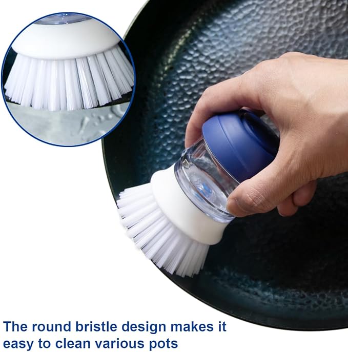 CELOX 2 Pack Dish Brush with Soap Dispenser Soap Dispensing Palm Brush