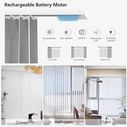 Blindify Motorized Vertical Blinds, Light Filtering Sliding Door Shades