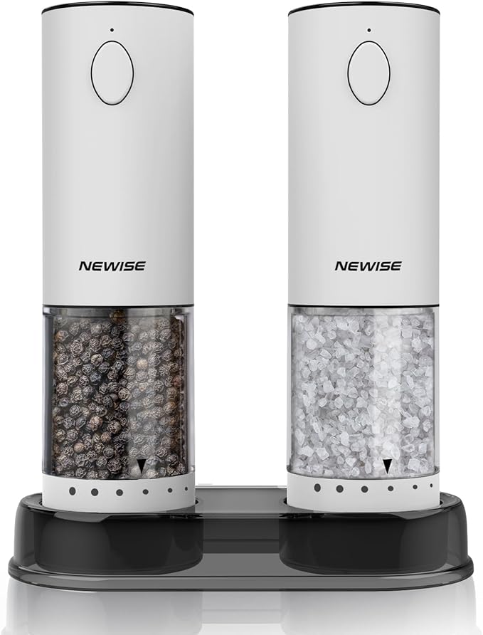 Electric Salt and Pepper Grinder Set, Rechargeable