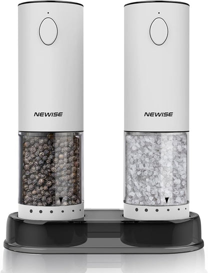 Electric Salt and Pepper Grinder Set, Rechargeable