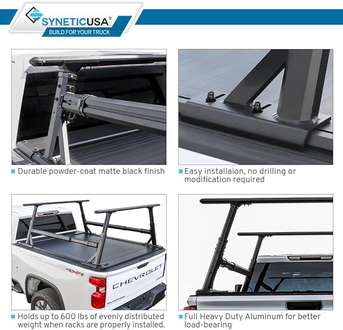 Syneticusa ER Power Retract Hard Tonneau Cover+R1 Rack+Molle Panels Fits 2004-2026 Ford F-150 6’7” (78.9”) Truck Bed Retractable