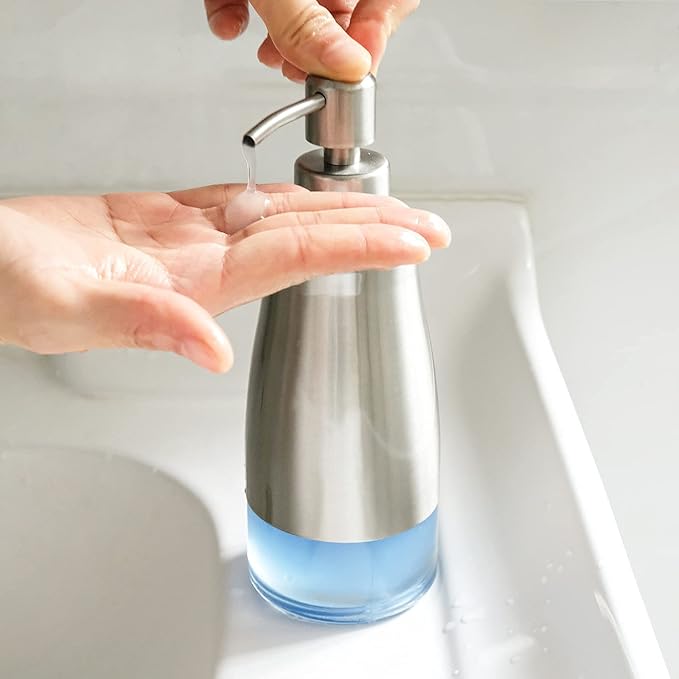 AUMIO Dish Soap Dispenser with Stickers, Kitchen Soap Dispensers Brushed Nickel