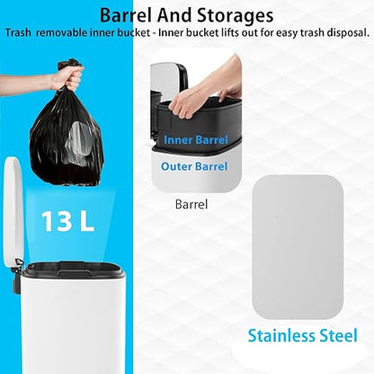 BestMassage 13 Gallon Stainless Steel Trash Can