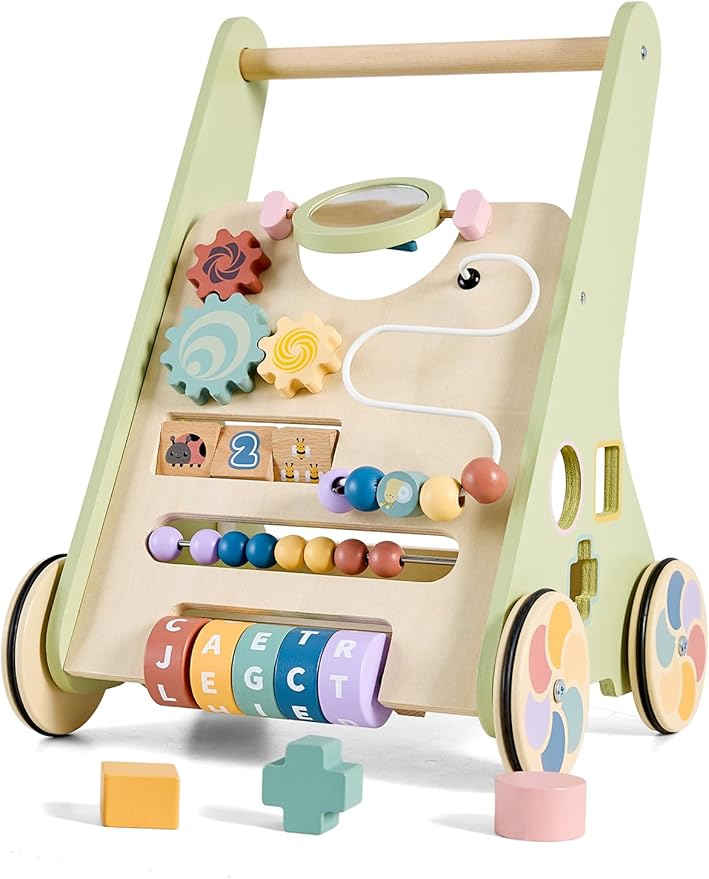 Baby Push Walker for Baby Boy 6-12 Months, Wooden Baby Walker Push Toy, Learning to Walk, Baby Walkers for Girls, Montessori Walker Toy with Wheels