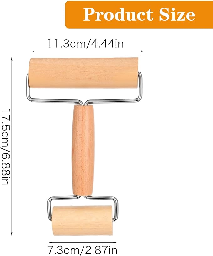 JJUNW Small Rolling Pin, Pizza Dough Roller, Non Stick Wood Pastry Roller