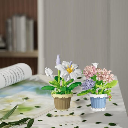 Party Favors for Kids, Tiny Plants Mini Flowers Building Blocks Set for Classroom Prize, Flowers Building Toy, Birthday Gifts for Boys Girls (Lily+Carnation)