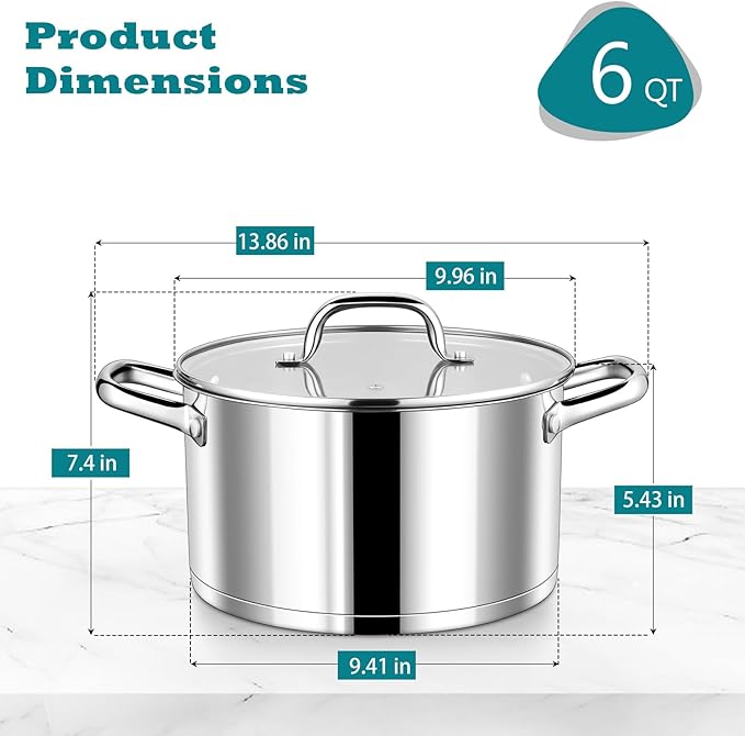 P&P CHEF 6 Quarts Cooking Stock Pot