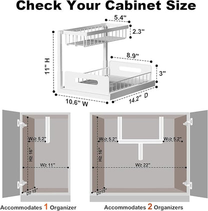 REALINN Under Sink Organizer, Pull Out Cabinet Organizer, 2 Tier Metal Slide
