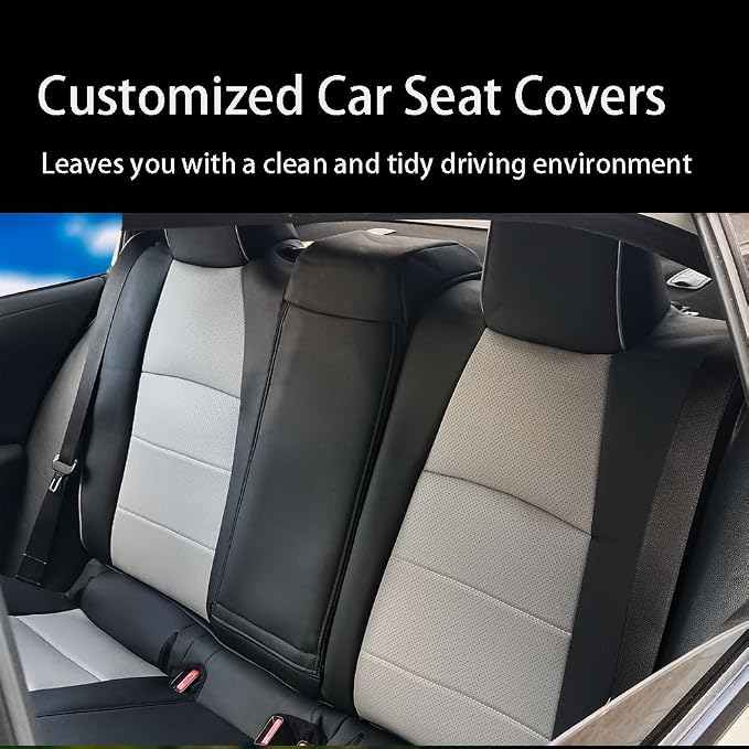 CocheFamilia Custom Fit Corolla Car Seat Covers for Select 2019 2020 2021 2022 2023 2024 2025 Toyota Corolla Hatchback SE, XSE, Nightshade - Full Set,Leather (Black and Grey)
