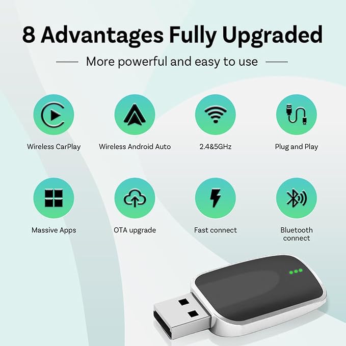 Wireless Carplay Adapter for Mercedes Benz Vito 2018 2019 2020, 2 in 1 Android Auto/Carplay Wireless Adapter Auto Reconnect Accessories