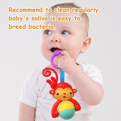 Baby Toys, Cartoon Animal Hanging Rattle Toys, Handbells Baby Rattles, Baby Bed Crib Car Seat Travel Stroller Toys for Infant, Best Birthday Gift for Newborn, 4 Pack