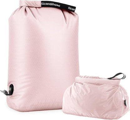 Travel Laundry Bag, Pump Free Vacuum Storage Bag Reusable Compression Dirty Clothes Travel Bag Waterproof Wet Dry Bags Large Capacity Space Saver Bags Camp Clothes Organizer (1 Pcs)(Pink, M)