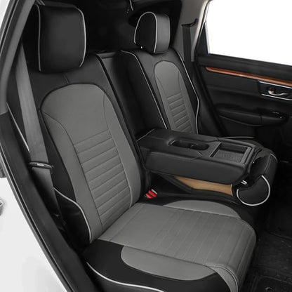 EKR CRV Car Seat Covers Custom Fit for Honda CRV 2012 2013 2014 (Not for LX) Leather Truck Seat Cover for SUV Full Set,Waterproof Car Seat Cushion, Faux Leather (Black/Gray)
