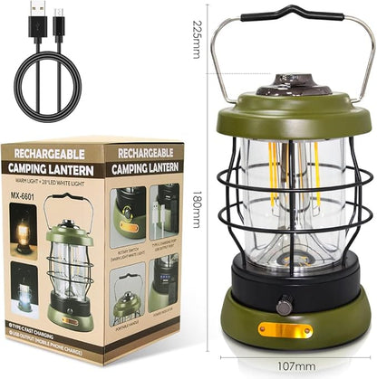 UniqueFire Rechargeable Camping Lantern 1500 High Lumens Hurricane Camp Light 2 Modes Portable Electric Tent Lamp Hands-Free Flashlight Lantern,5000 mAh Battery LED Lanterns for Power Outages